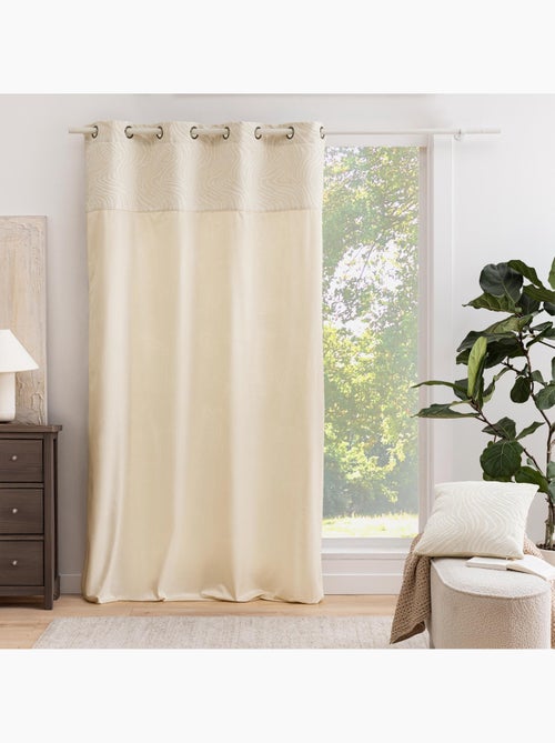 Tenda filtrante in velluto con occhielli e fascia in jacquard a strisce zebrate - Kiabi