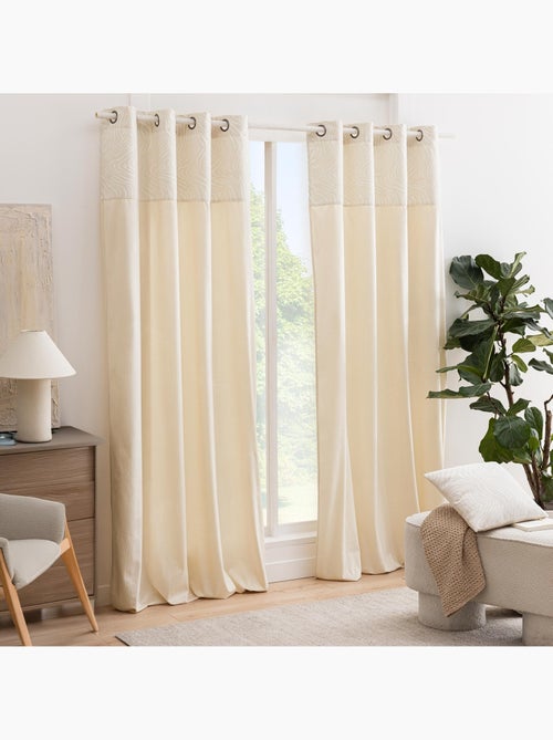 Tenda filtrante in velluto con occhielli e fascia in jacquard a strisce zebrate - Kiabi