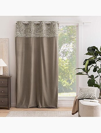 Tenda filtrante in velluto con occhielli e fascia in jacquard a strisce zebrate