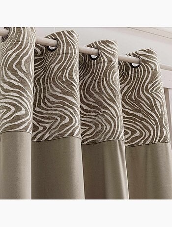 Tenda filtrante in velluto con occhielli e fascia in jacquard a strisce zebrate