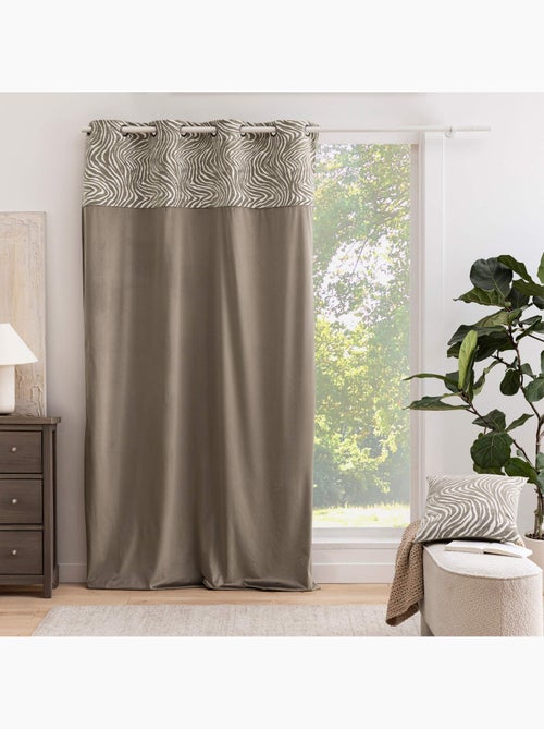 Tenda filtrante in velluto con occhielli e fascia in jacquard a strisce zebrate - Kiabi