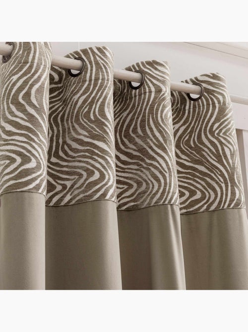 Tenda filtrante in velluto con occhielli e fascia in jacquard a strisce zebrate - Kiabi