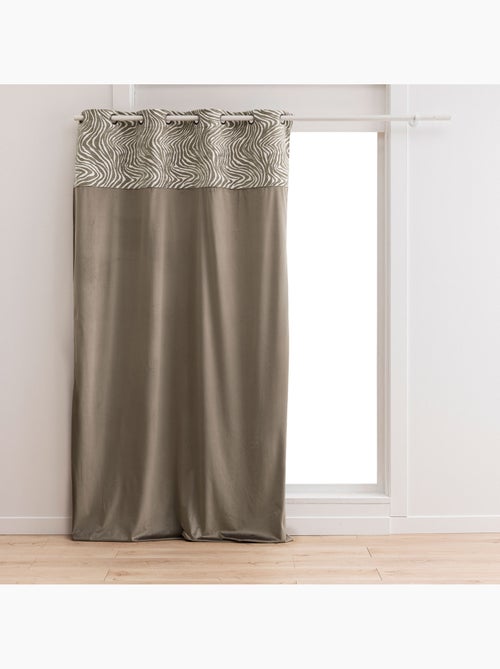 Tenda filtrante in velluto con occhielli e fascia in jacquard a strisce zebrate - Kiabi