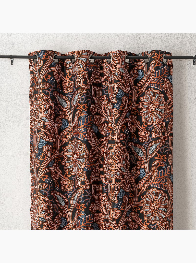 Tenda filtrante jacquard floreale a motivo grafico e raffinato Arancione - Kiabi