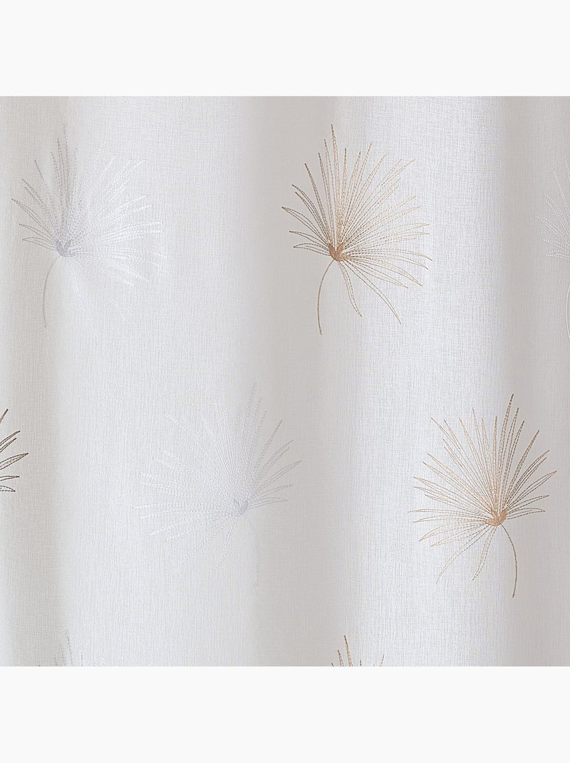 Tenda filtrante ricamata con motivo a palma e occhielli Beige - Kiabi