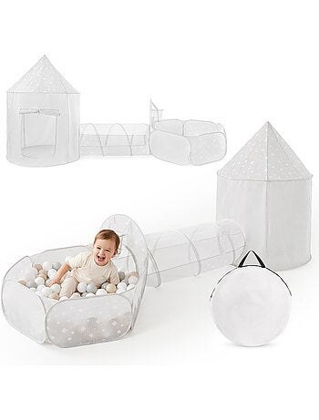 Tenda gioco 3-in-1 mamabrum per bambini – castello, piscina con palline e tunnel dai 3 anni