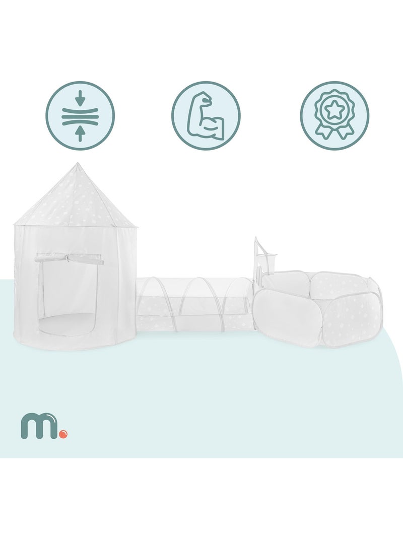 Tenda gioco 3-in-1 mamabrum per bambini – castello, piscina con palline e tunnel dai 3 anni Grigio - Kiabi