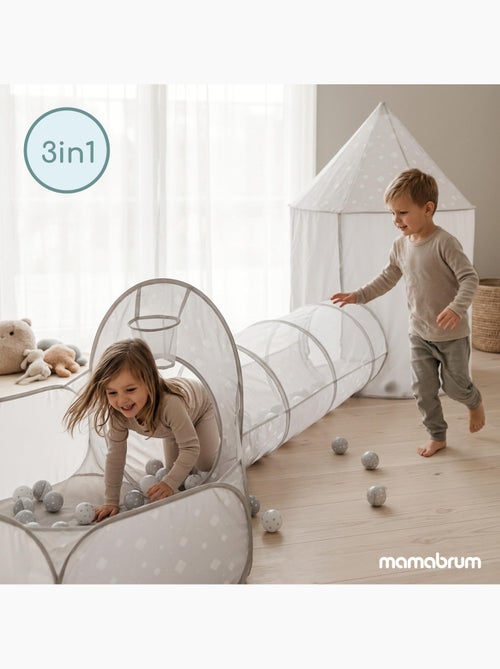 Tenda gioco 3-in-1 mamabrum per bambini – castello, piscina con palline e tunnel dai 3 anni - Kiabi