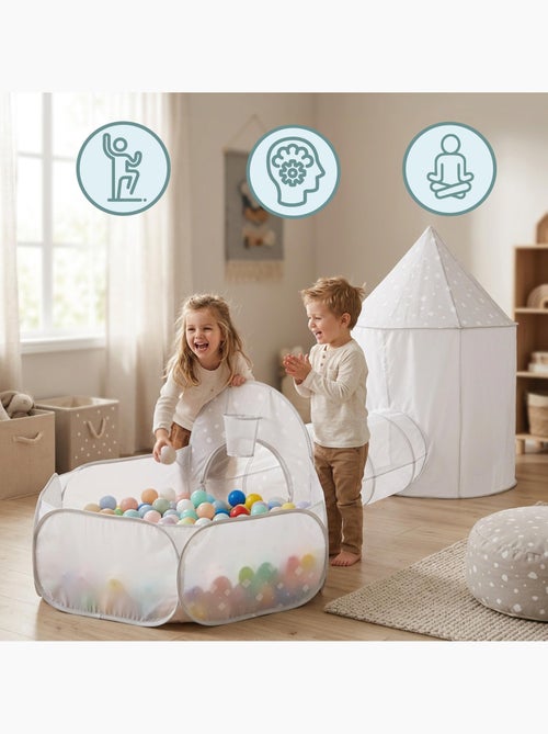 Tenda gioco 3-in-1 mamabrum per bambini – castello, piscina con palline e tunnel dai 3 anni - Kiabi