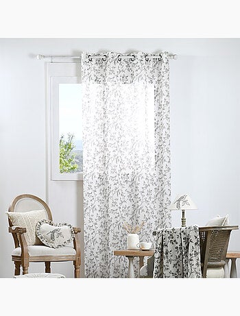 Tenda in cotone con occhielli e stampa floreale