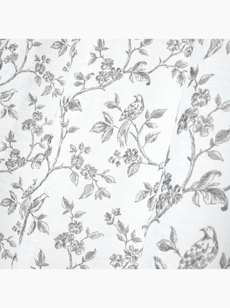 Tenda in cotone con occhielli e stampa floreale Ecru - Kiabi