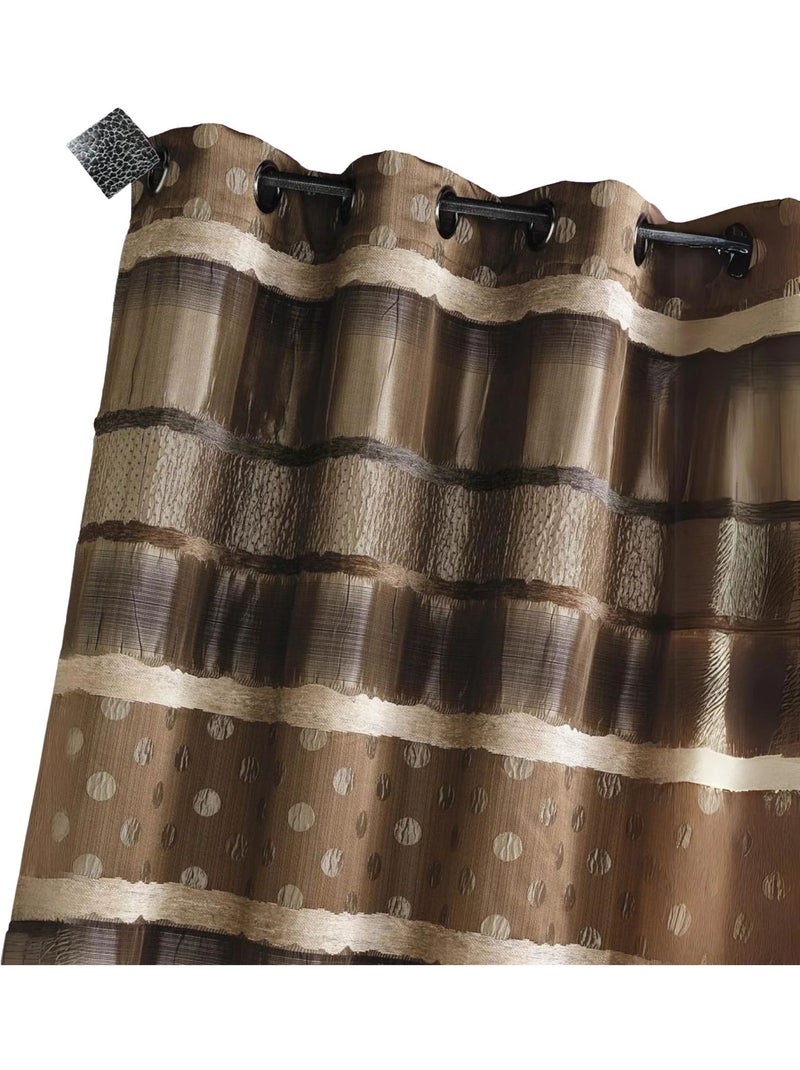 Tenda in jacquard a pois e righe Tortora - Kiabi