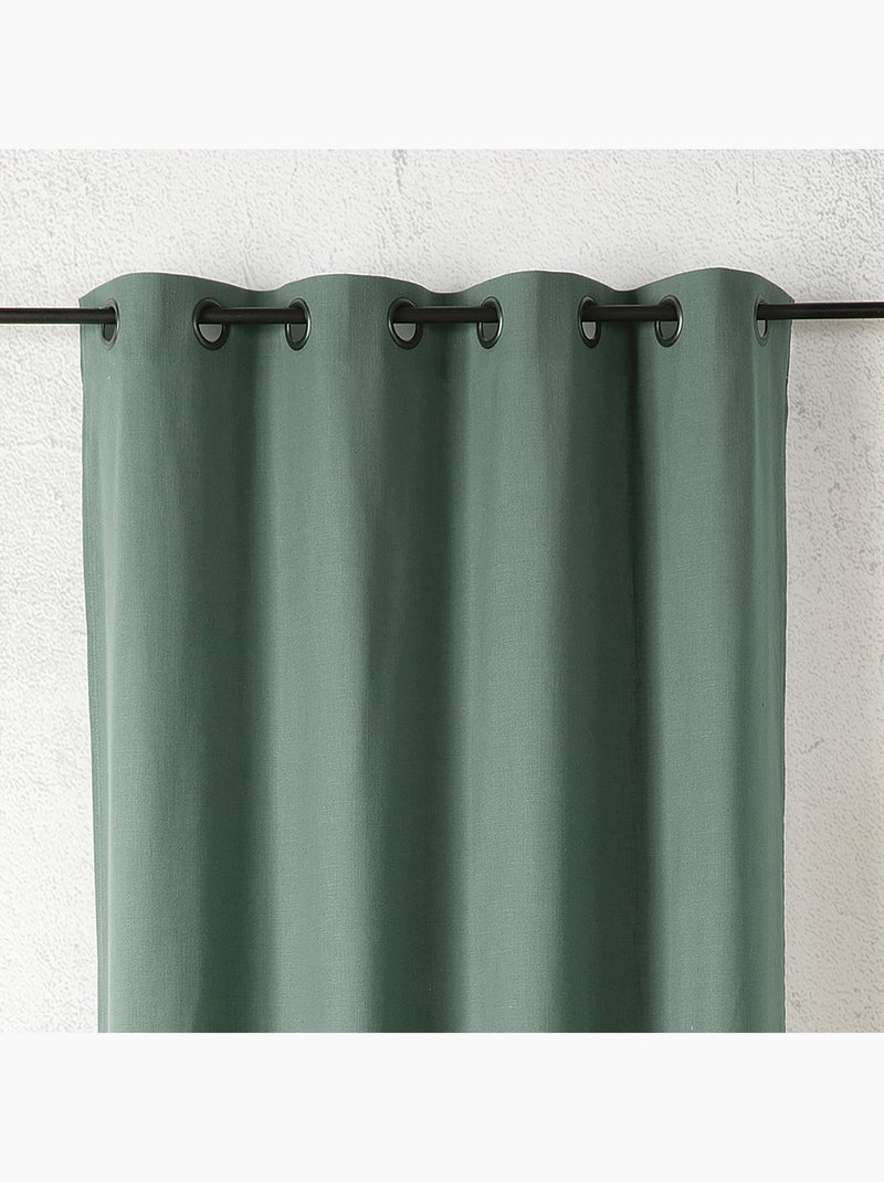 Tenda in lino con occhielli Blu pavone - Kiabi