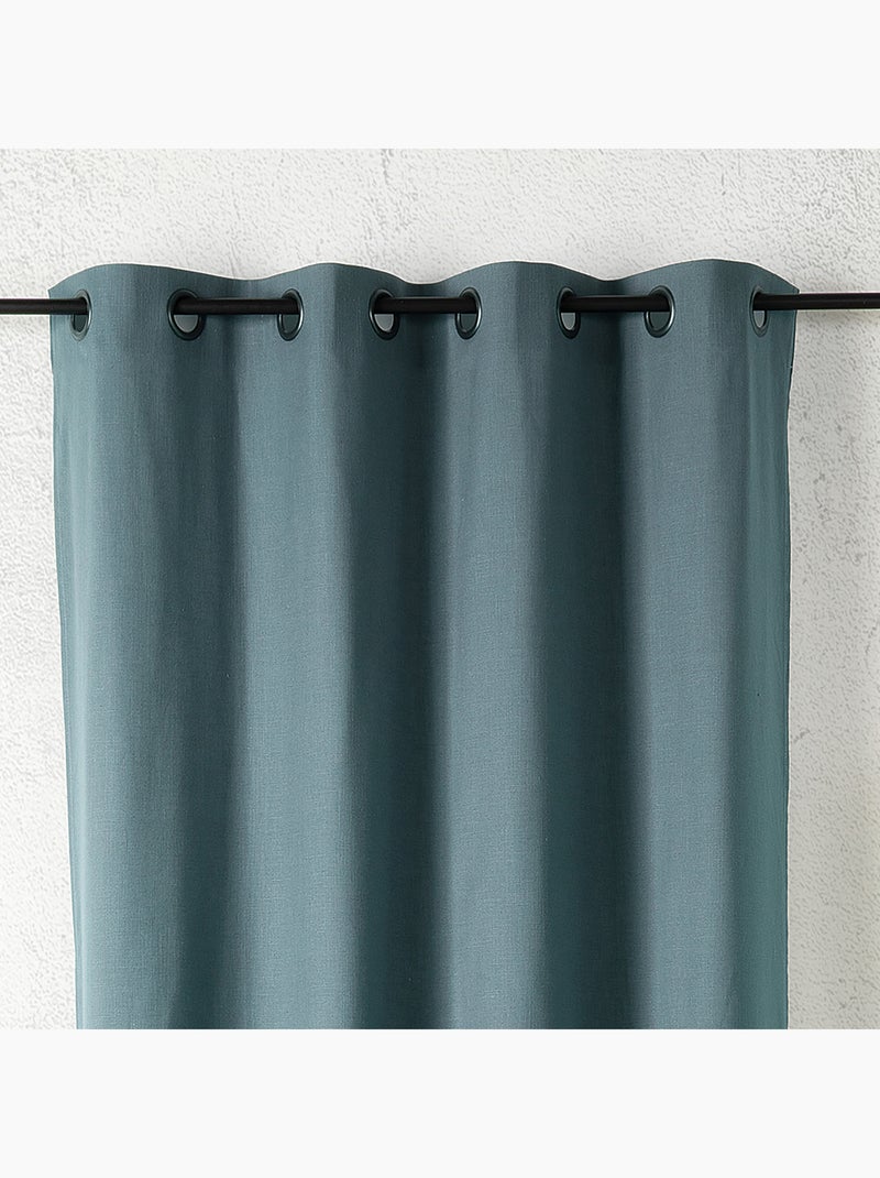 Tenda in lino con occhielli Blu scuro - Kiabi