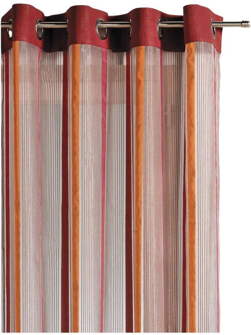 Tenda in organza a righe verticali con bordatura Rosso mattone - Kiabi