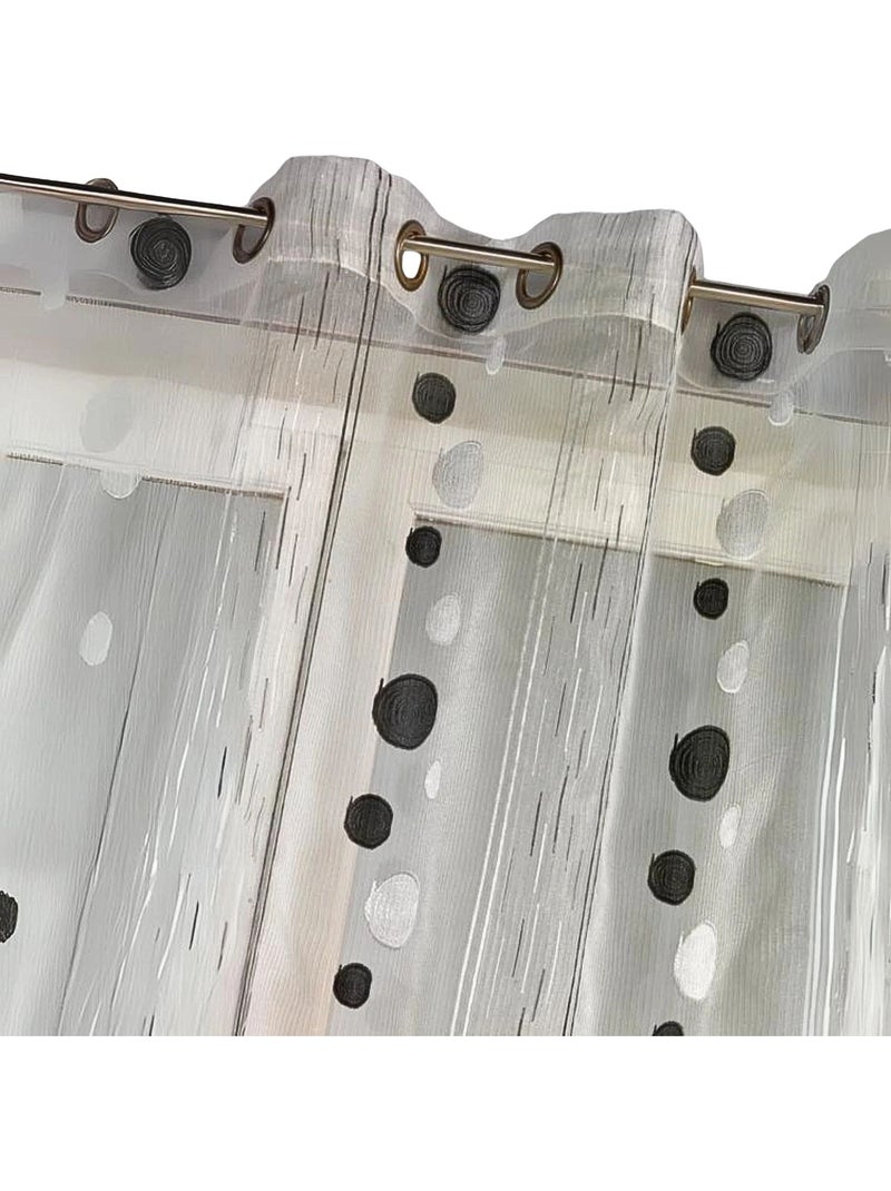 Tenda in organza con fili tagliati e motivo a cerchi Grigio chiaro - Kiabi