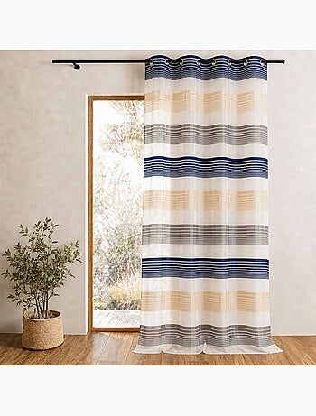 Tenda in organza con sottili righe orizzontali colorate