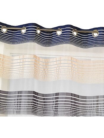 Tenda in organza con sottili righe orizzontali colorate
