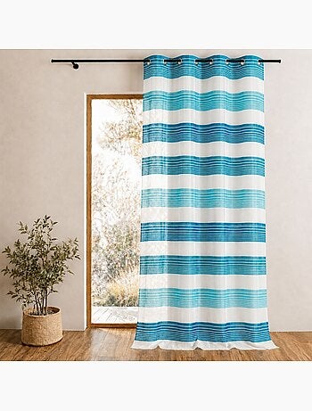 Tenda in organza con sottili righe orizzontali colorate