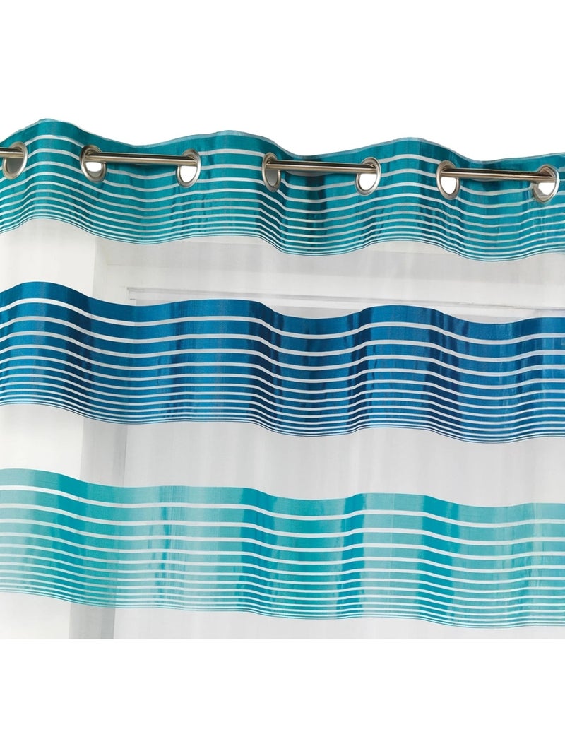 Tenda in organza con sottili righe orizzontali colorate Blu petrolio - Kiabi