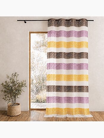 Tenda in organza con sottili righe orizzontali colorate