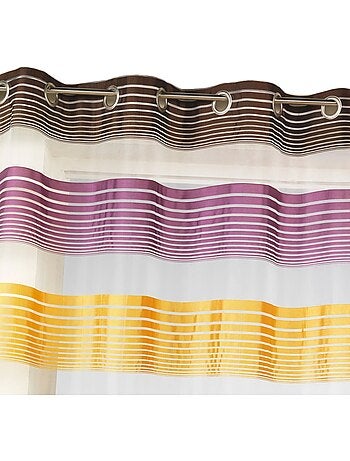 Tenda in organza con sottili righe orizzontali colorate