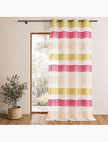 Tenda in organza con sottili righe orizzontali colorate
