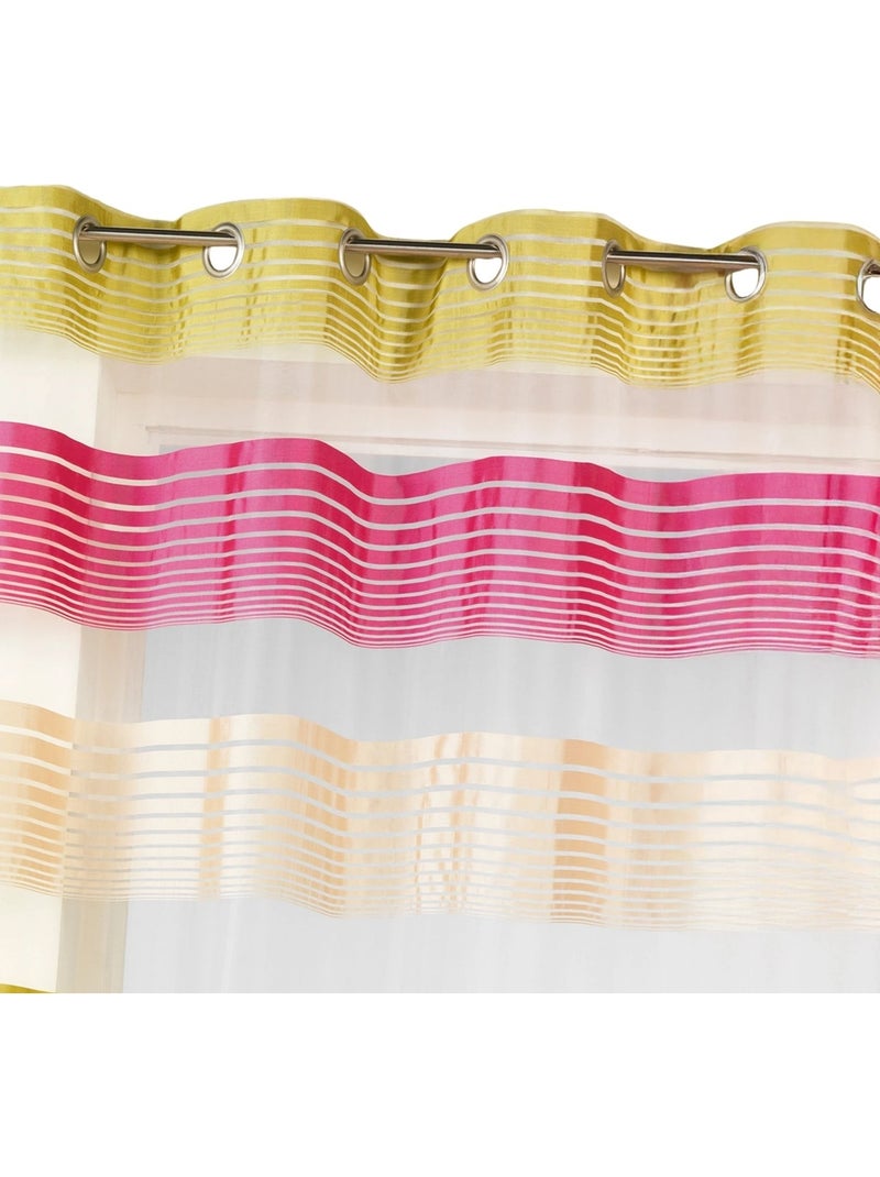 Tenda in organza con sottili righe orizzontali colorate Rosa lampone - Kiabi