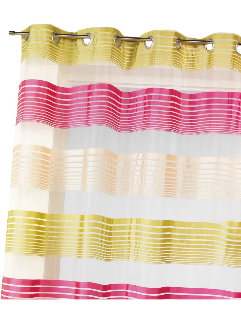 Tenda in organza con sottili righe orizzontali colorate Rosa lampone - Kiabi