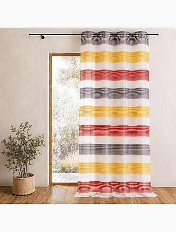 Tenda in organza con sottili righe orizzontali colorate