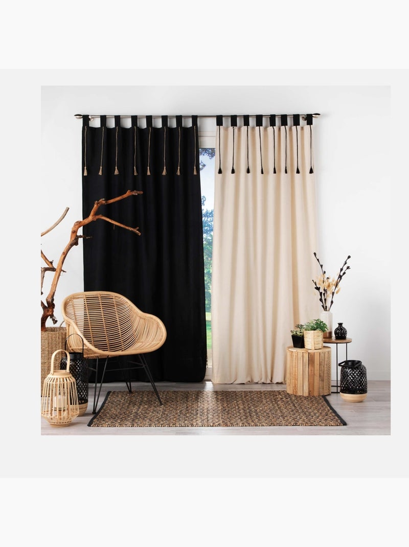 Tenda in policotone con passanti e nappine Legno naturale - Kiabi