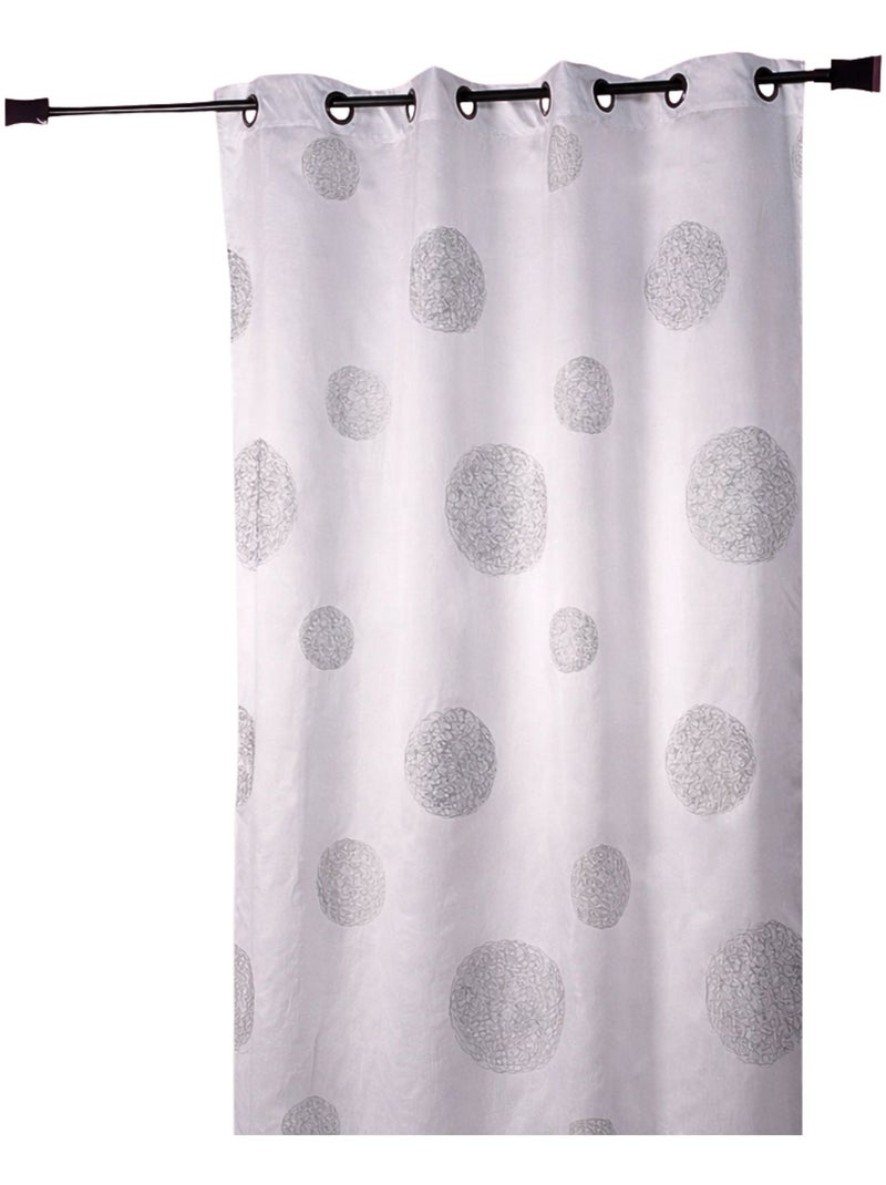 Tenda in shantung bianco, ricamata con cerchi misti Bianco - Kiabi