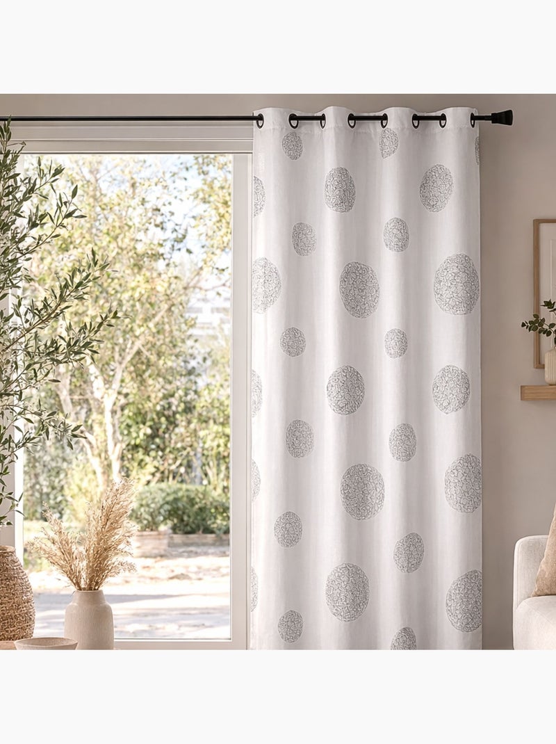 Tenda in shantung bianco, ricamata con cerchi misti Bianco - Kiabi