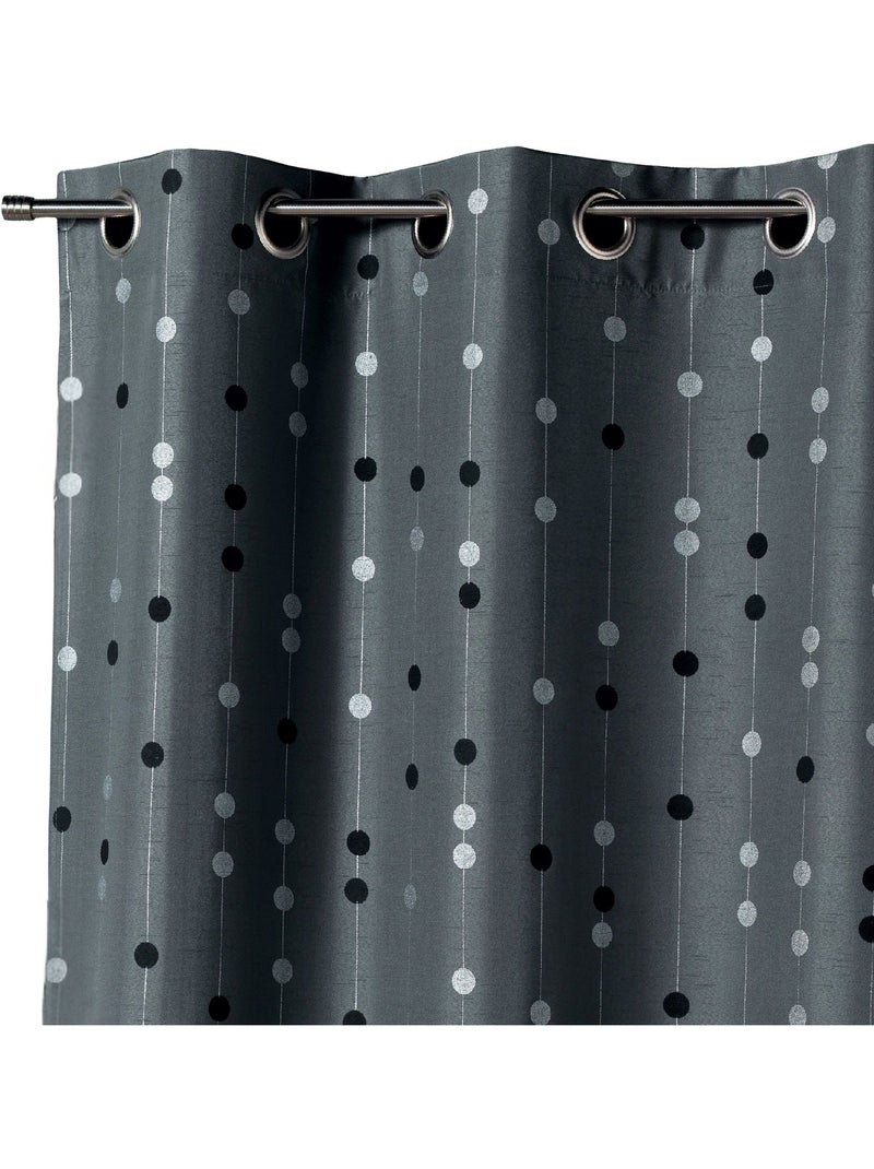 Tenda in shantung con motivo a palline intrecciate Grigio chiaro - Kiabi