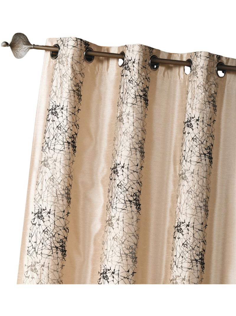 Tenda in shantung ricamato con fasce di motivi etnici Beige - Kiabi