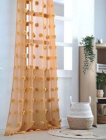 Tenda in Voile con pompon ricamati