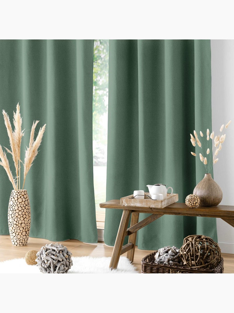 Tenda isolante a tinta unita con occhielli Verde - Kiabi