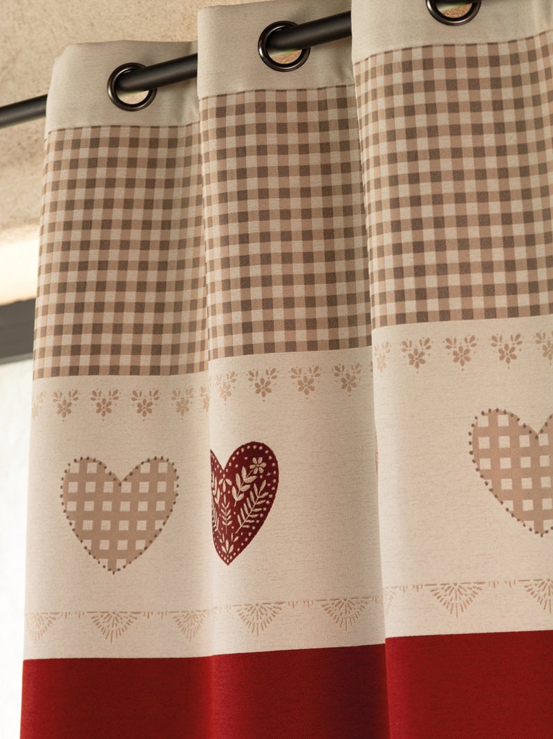 Tenda jacquard ad occhiello con top in percalle e motivi a cuore Rosso - Kiabi