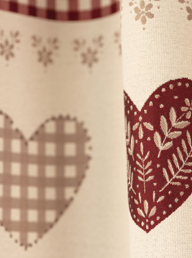 Tenda jacquard ad occhiello con top in percalle e motivi a cuore Tortora - Kiabi