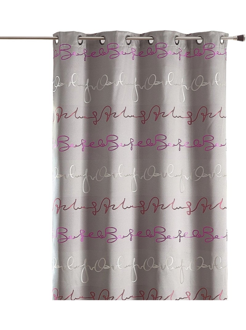 Tenda jacquard con motivi a caratteri di scrittura Grigio chiaro - Kiabi