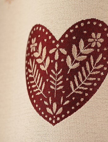 Tenda jacquard con occhielli, parte superiore a quadri vichy e motivi a cuor