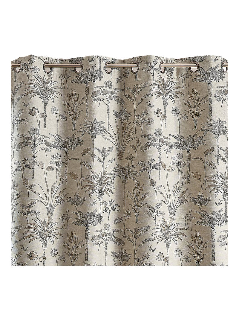 Tenda Jacquard con palme esotiche Beige chiaro - Kiabi
