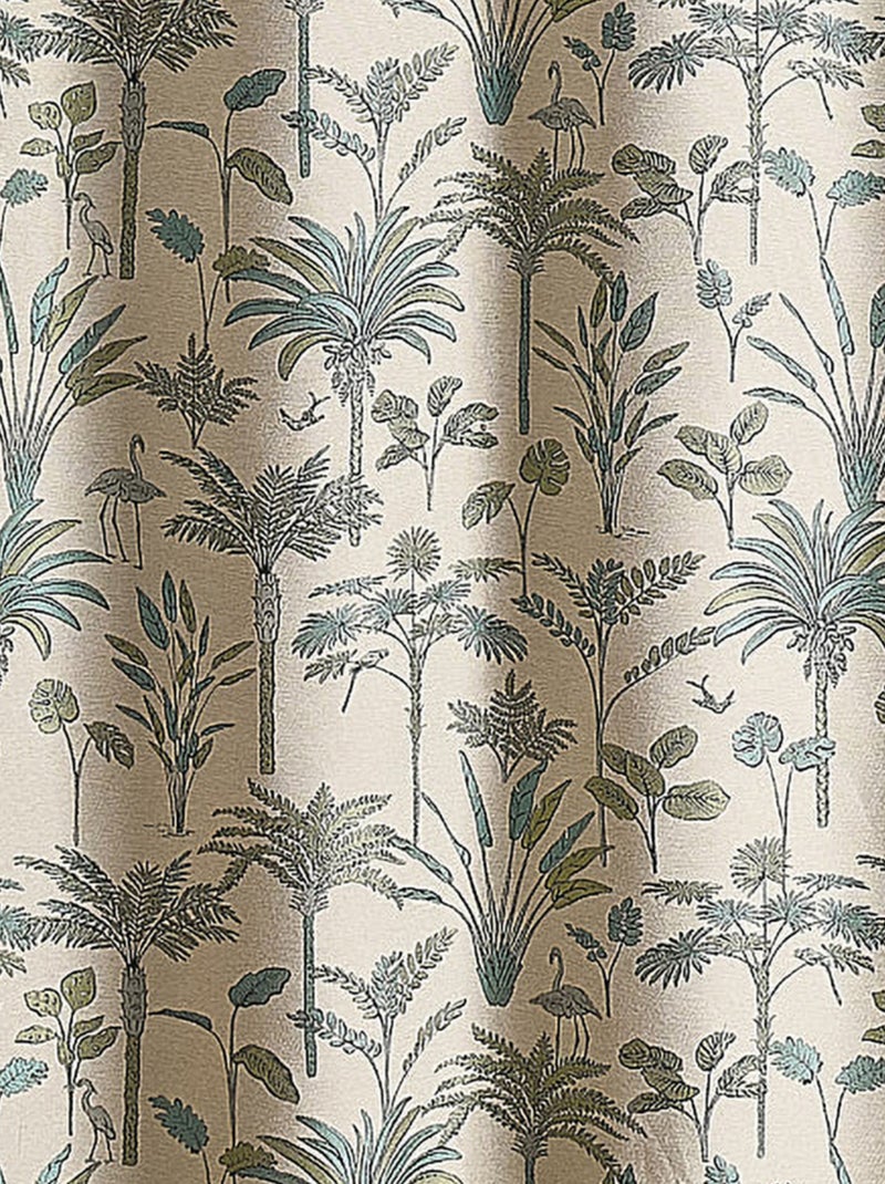 Tenda Jacquard con palme esotiche Blu - Kiabi