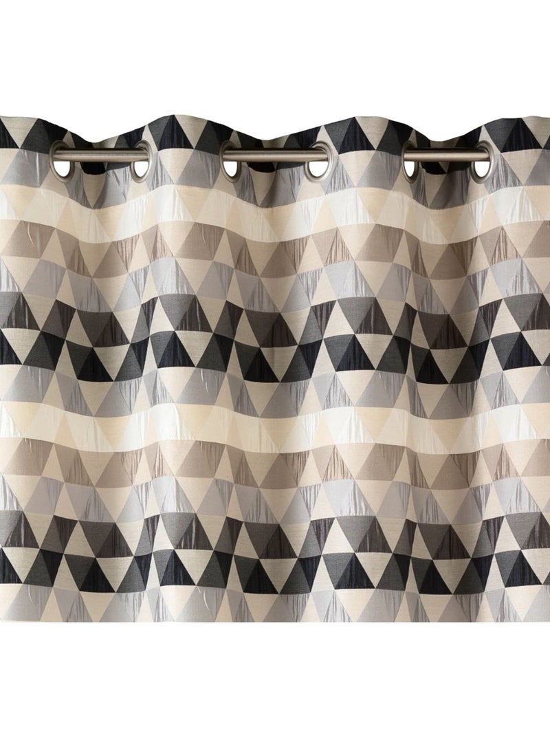 Tenda jacquard filtrante con motivi a triangoli Grigio chiaro - Kiabi