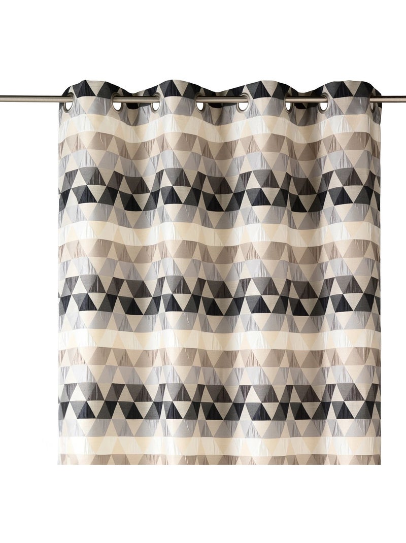 Tenda jacquard filtrante con motivi a triangoli Grigio chiaro - Kiabi