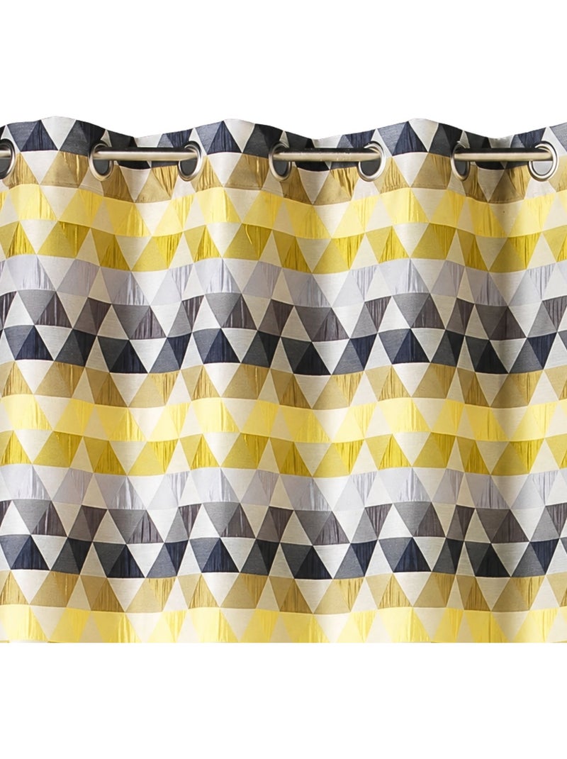 Tenda jacquard filtrante con motivi a triangoli Verde tiglio - Kiabi
