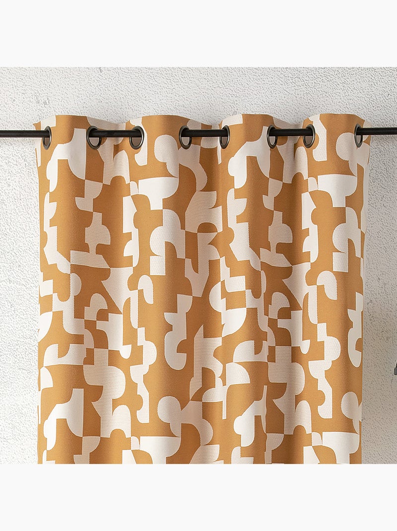 Tenda jacquard geometrica dalla texture retrò Giallo senape - Kiabi
