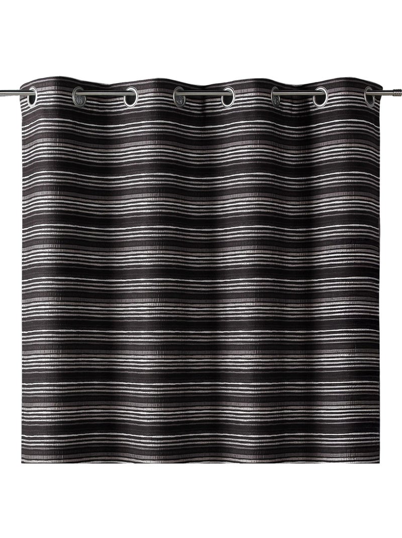 Tenda jacquard isolante a strisce sottili Nero - Kiabi