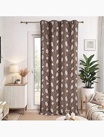 Tenda jacquard marrone con ciottoli