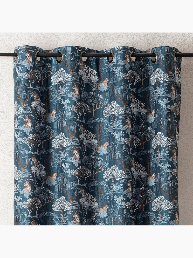 Tenda jacquard oscurante motivo tigre giapponese, elegante ed esotica Blu - Kiabi